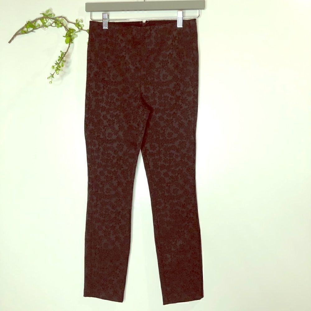 Rag & Bone Black Floral Embossed Dress Pants Ankle